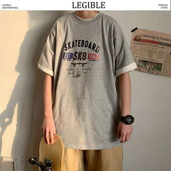 

LEGIBLE Harajuku Hip Hop T-Shirts Men Skateboard Printed Mens Loose Casual Short Sleeve t shirt Male Japan Tops Tees