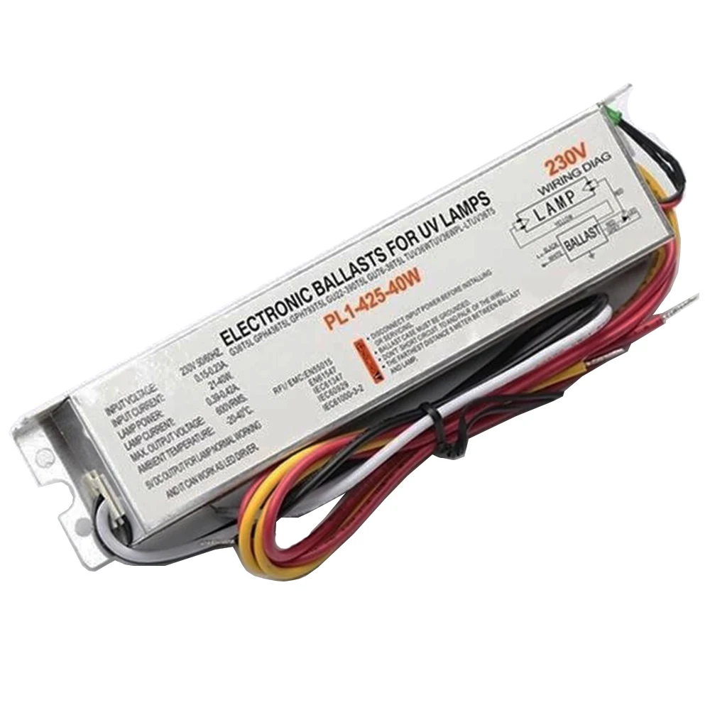 PL1-425-40W 110V 230V 전자식 안정기 (21-40W UV 램프 G36T5L, GPH436T5L, GPH793T5L 용)