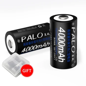 

PALO Original 2 Pcs 1.2V Rechargeable Batteries C Size Battery Ni-MH 4000mAh Bateria Baterias for radio refrigerator LED light