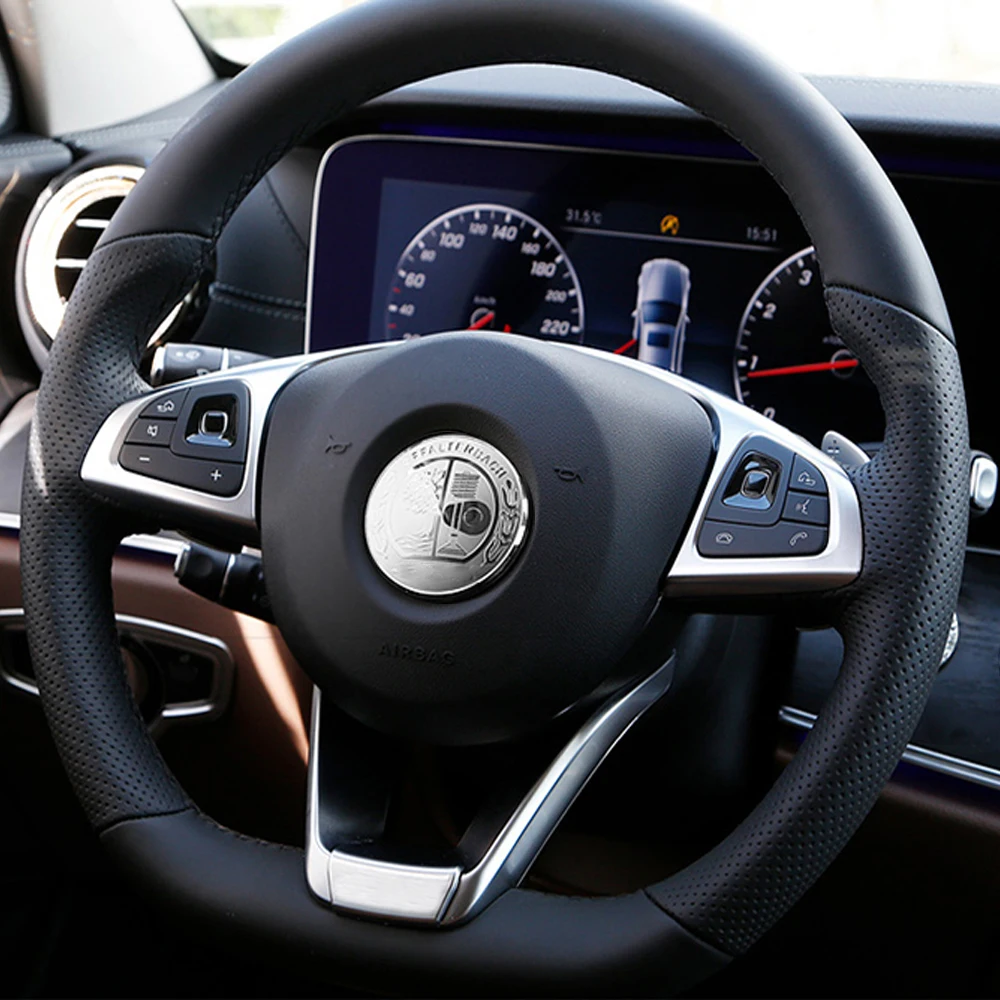 

Silver Car Steering Wheel Sticker for AMG Mercedes W212 Apple Tree AMG CLA CLS GLE GLS A/B/C/E Class Multimedia Button Stickers