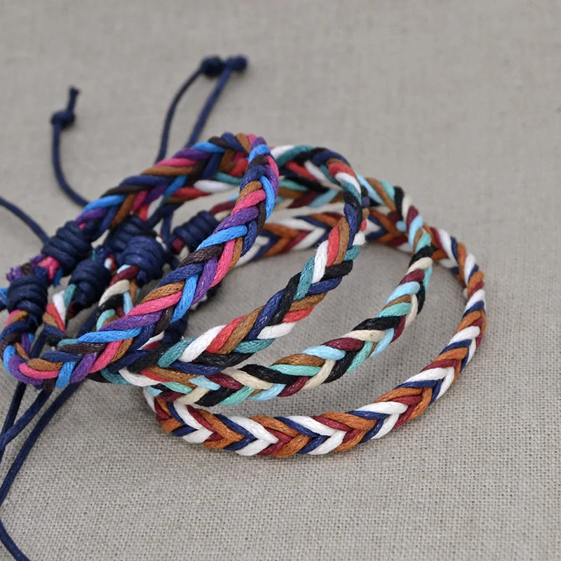 

Colorful Handmade Beach Braid String Cotton Wrap Woven Rope Woven Bracelets For Women&Men Adjustable Size