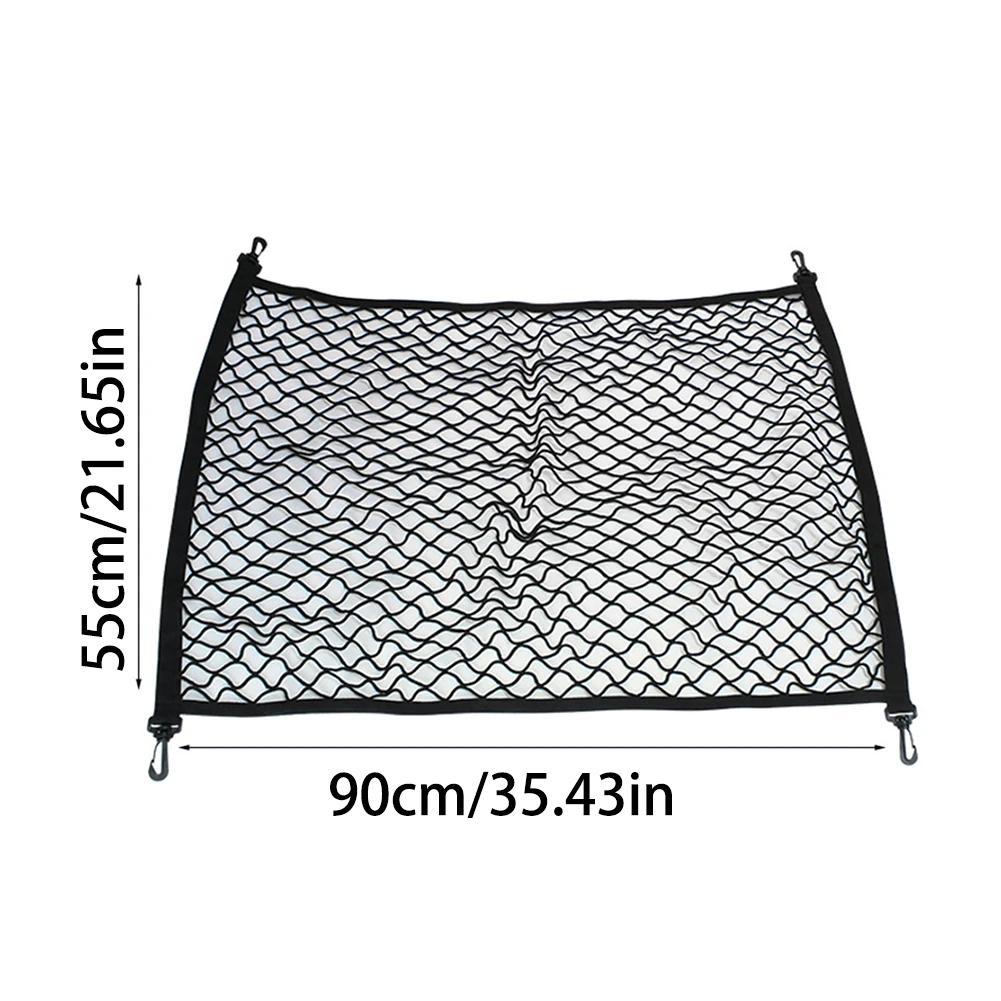 90X55CM Универсальная сетка для автомобильного багажника, сумка для хранения, автомобильный грузовой Органайзер, выдвижной эластичный сетчатый ремень, 4 крючка, внутренняя отделка автомобиля, сумка - Название цвета: 90X55CM