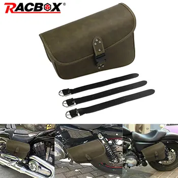 

1x Motorcycle Retro PU Leather Left side Saddle Bag Brown Travel Luggage Bag Universal For Sportster XL 883 Hugger Sportster