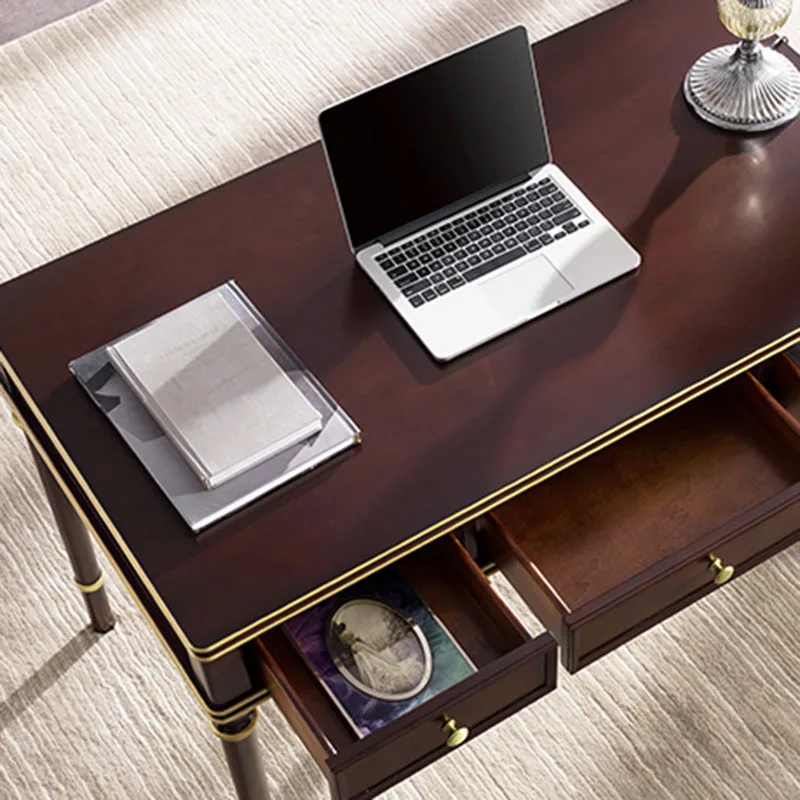 American Solid Wood Small Desk Beech Wood Light Luxury Three-drawing Computer Desk Simple Writing