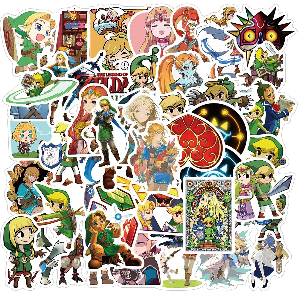 Pegatinas de grafiti de Zelda para coche, motocicleta, equipaje de viaje, guitarra, calcomanías de dibujos animados impermeables, juguete para regalo, 10/30/50 Uds.