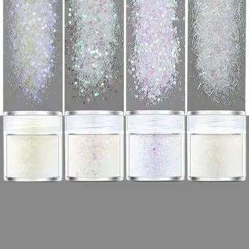 

4pots Colorful White Set Hexagon Glitter Bling Loose Sequins UV Resin Jewelry Fillings For Diy Resin Crafts Jewelry Tool Pigment