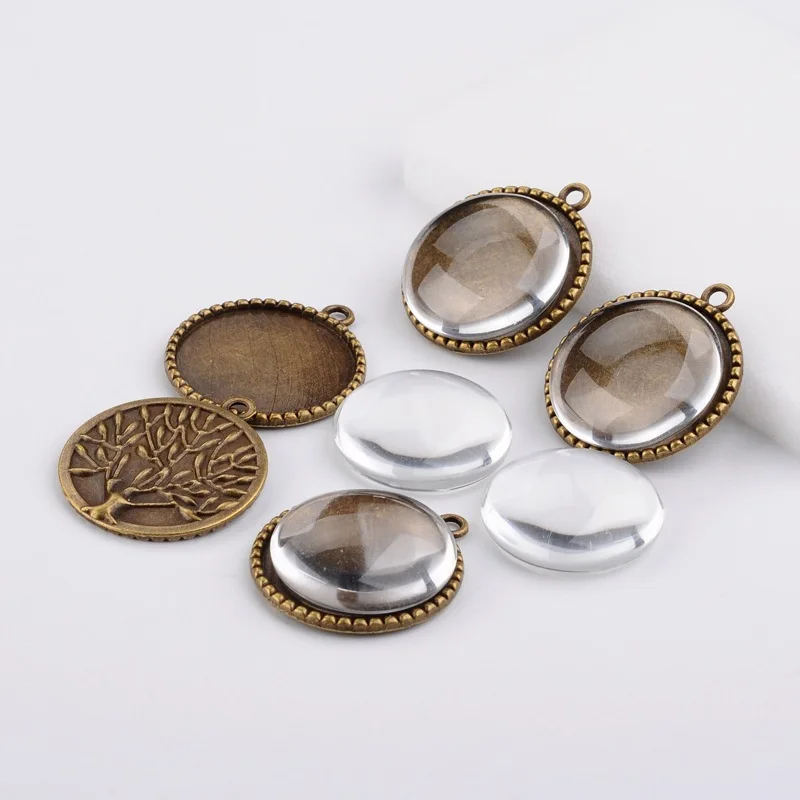 wish Amazon hot life tree pendant bottom to time gem glass patch set wholesale silver alloy charms jewelry making supplies | Украшения и