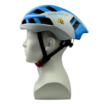 

COLNELS Bike Helmet Blue and White EPS Foam In-Mold PC Shell Matt Cycling Helmet with 16 Air Vents and Adjust Head Knob Lock