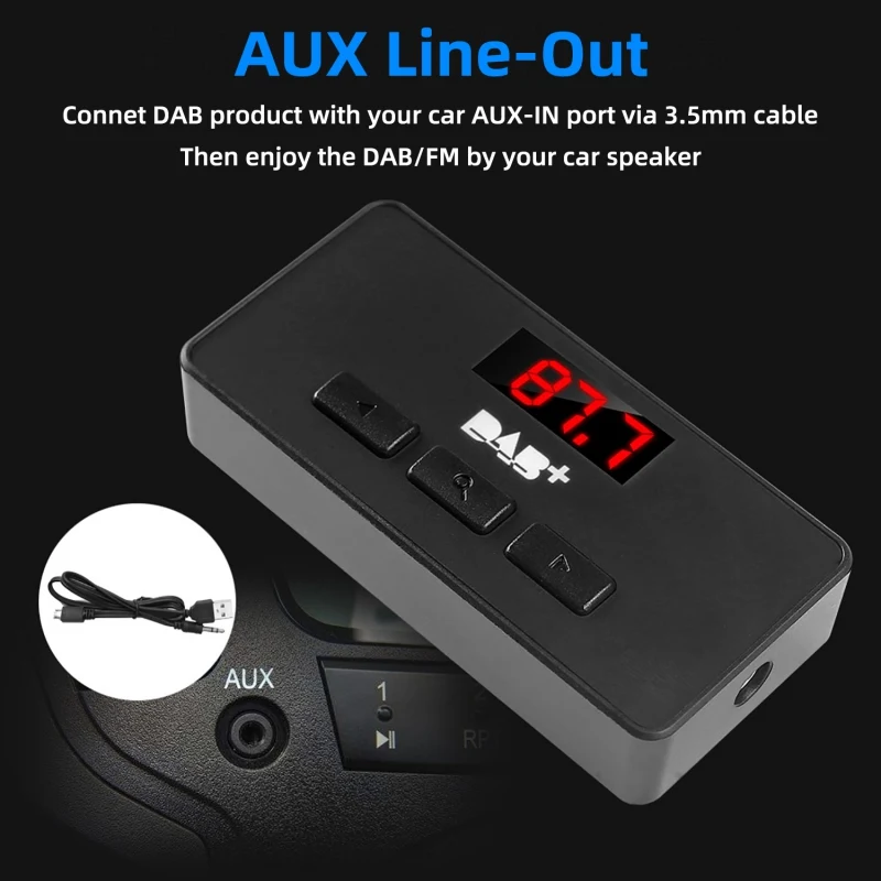 Car Mini DAB DAB+ Receiver Digital Radio Adapter FM Transmitter AUX Portable DAB Car Radio