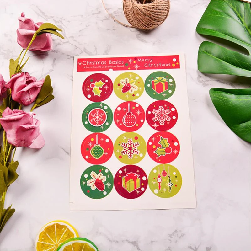 

1200 шт. рождественские наклейки, круглые наклейки, рождественские этикетки, наклейки с уплотнением, s Скрапбукинг дневник канцелярские товары, день рождения