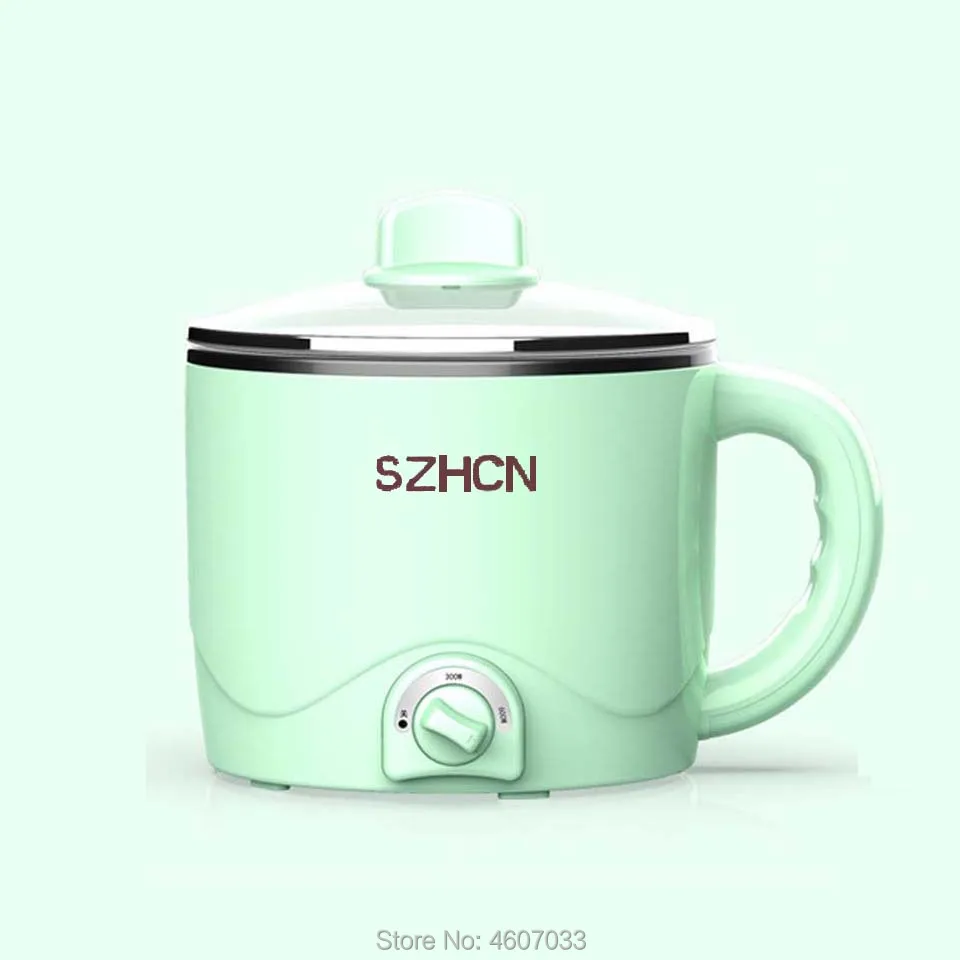 green 220 В многофункциональная электрическая плита с подогревом, электрическая кастрюля для приготовления пищи, машина для жарки, жарки, лапши, яиц, супа, пароварка, мини-плита - Цвет: green