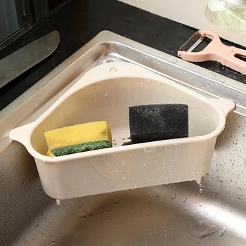 

Kitchen Sink Filter Rack Suction Cup Triangle Sink Filter Net Drain Vegetables And Fruits Drain Basket Sponge Rack Storage Tool