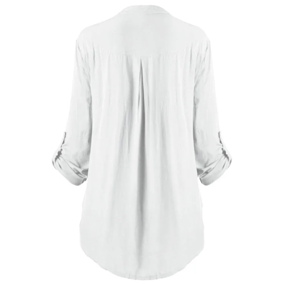 Кружевная женская рубашка с цветочным принтом, большие размеры, рубашка на пуговицах со стоячим воротником, Женская однотонная Свободная блуза с длинным рукавом, женские рубашки