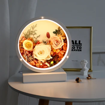

USB Decoration Of Table Lamp With Eternal Flowers DIY Material Package Teaching Video Bedside Lamp Gift For Valentine's Day