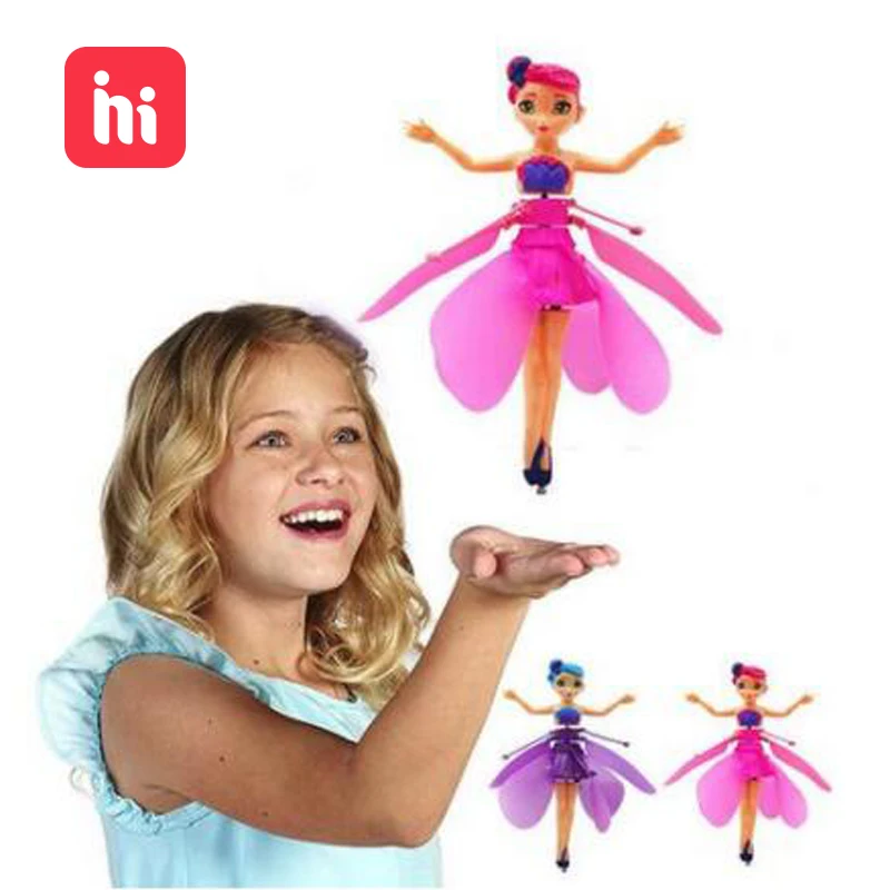 Flyings Luminous Princess Cute Dolls fairy RC Toy Infrared Induction drone RC Helicopter Fly Quadcopter Drone Kids Toys