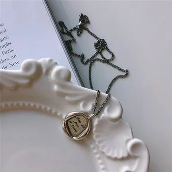 

RUIYI Real 925 Silver Women Fashion July 20 Pendant Necklace Girls Stylish Retro Make Old Distressed 50cm Link Chain Necklace