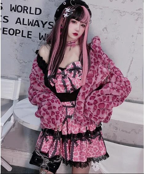 ホット女の子セット日本ゴシック原宿ロックケーキスカートピンクオセロットファッションスウィートガールパンクハイウエストミニかわいいショートスカート スカート Aliexpress