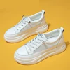 Fashion White Breathable Net Sneakers Women Low-Heel Flat Platform Ladies Lace-Up Fashion White Shoes Zapatos De Mujer Zapatos 1