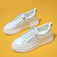 Fashion White Breathable Net Sneakers Women Low-Heel Flat Platform Ladies Lace-Up Fashion White Shoes Zapatos De Mujer Zapatos 1