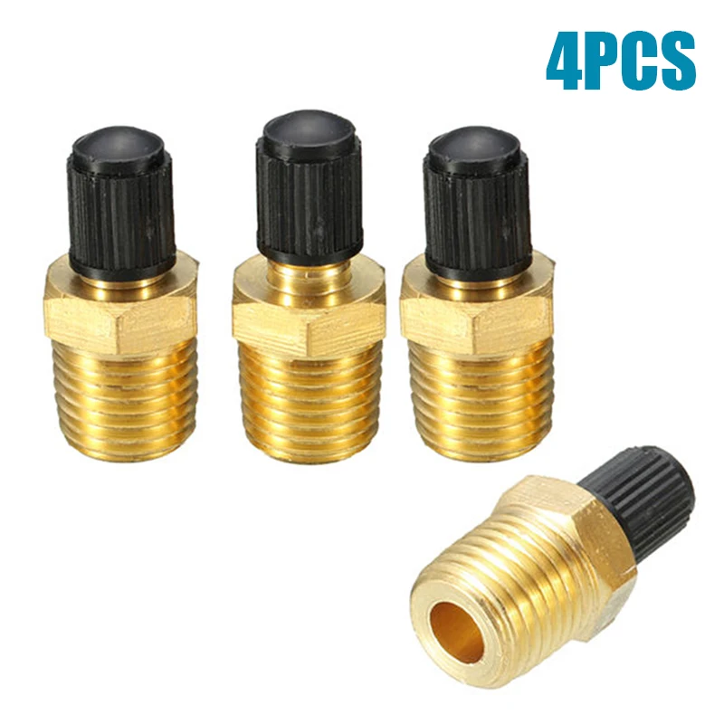 

NEW 4Pcs 1/4" NPT MPT Solid Brass Air Compressor Tank Fill Valve Schrader For Car Repair Accessories