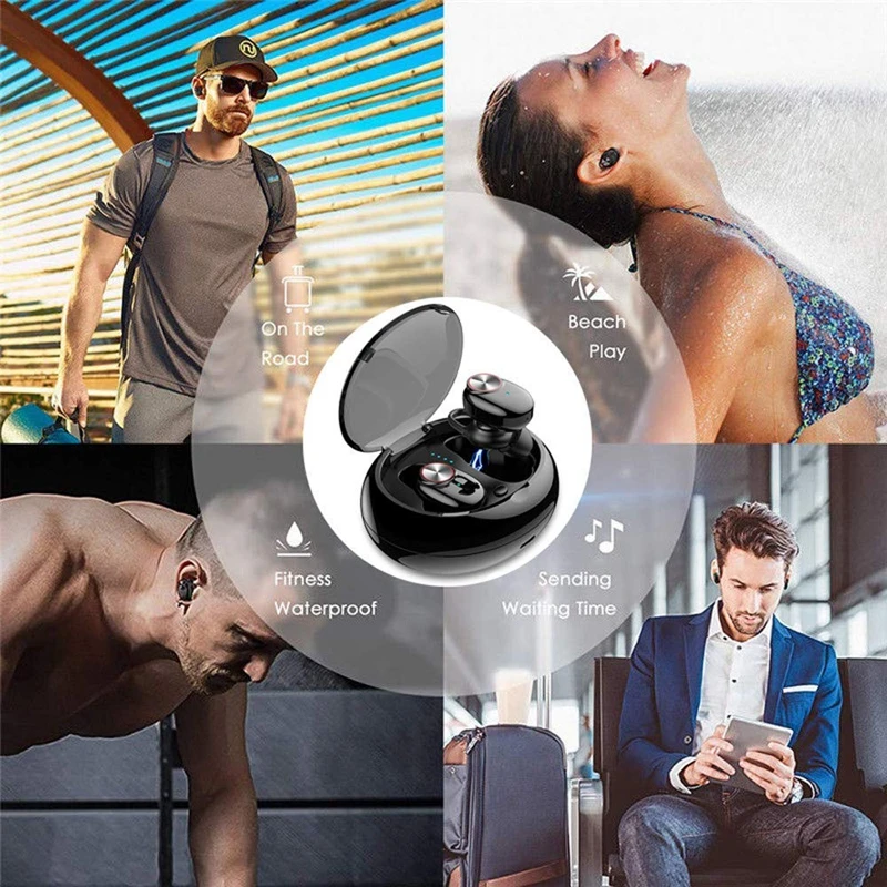 V5 Bluetooth 5,0 EDR Bluetooth гарнитура, 2 шт Беспроводные Наушники Mini True Bluetooth 5,0 стерео наушники Bass In-ear гарнитура(черный