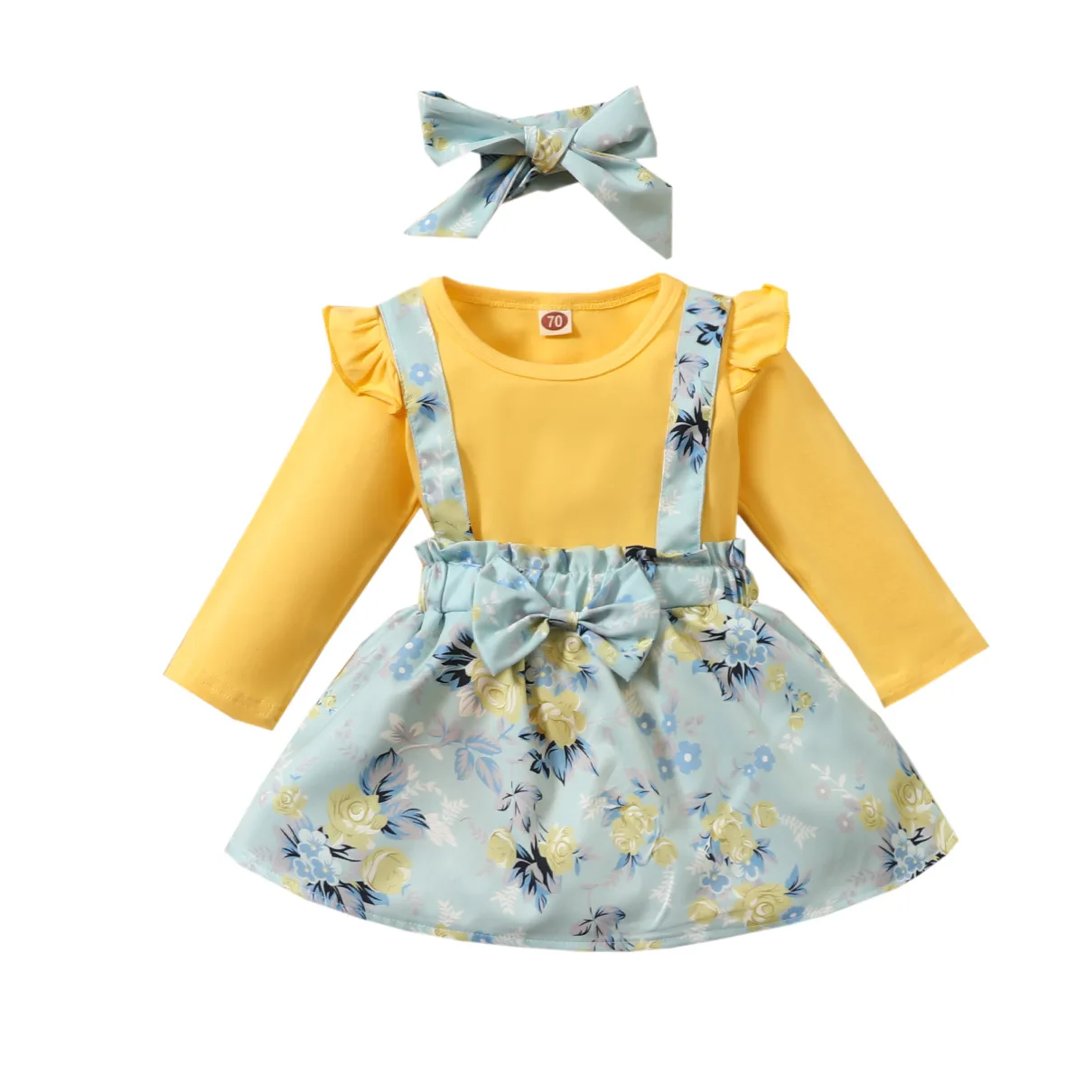 

Spring Autumn Newborn Baby Girls Clothing Outfit Set Long Sleeve Top+Flower Print Shorts Pants Set for 3-18M Infant Clothes