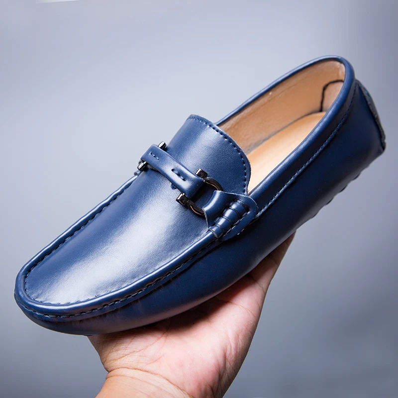 

Men Loafers Shoes Casual Moccasin Loafer Man Leather Shoes Tenis Masculino Adulto Handmade Male Slip On Driving Shoes 38-45 Blue