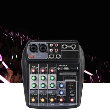 

Portable Audio Mixer A4 Mixing Console Bluetooth Recording 48V Phantom Power Effect 4-Channel Audio Mixer Us Plug