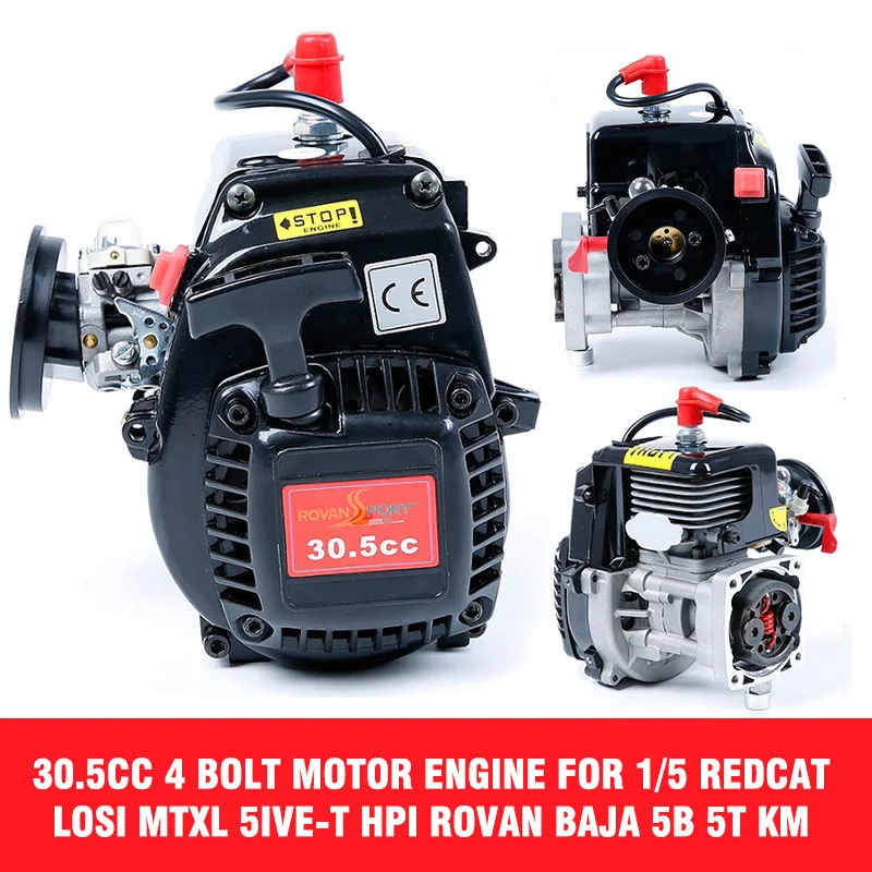 30.5cc Rovan 4 Bolt Motor Engine Fits 1/5 REDCAT LOSI 5IVE T for HPI Baja 5b 5T KM With 668 Carburetor Spark Plug 8000RPM Clutch|Bajas| -