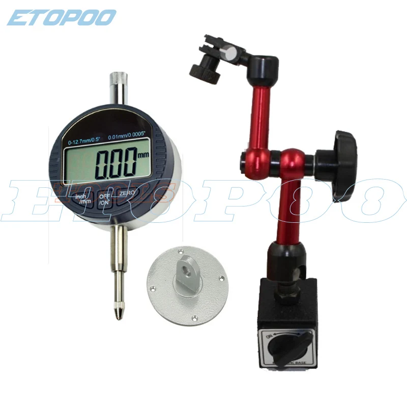 2pcs in one Цифровой индикатор 0-12,7 мм/0,5 ''0,01 с мини магнитным держателем манометр штангенциркуль, измерительные инструменты - Цвет: 2pcs in one