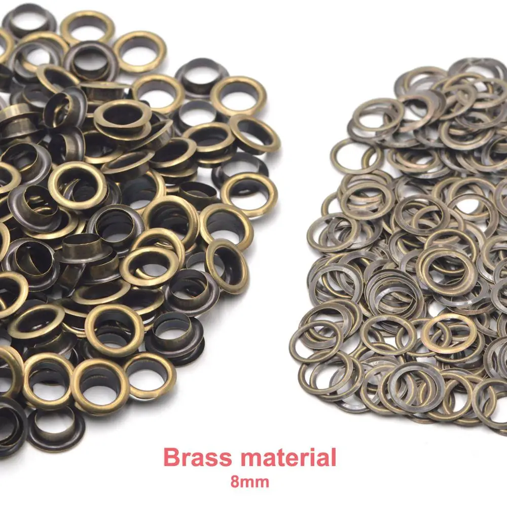 Eyelet Grommet Ring Eyelet Grommet Ring Kit Grommet Eyelet Kit KALASO 100sets 8mm Pure Brass Material Bronze Grommet Eyelet With Washer Fit Leather Craft Shoes Belt Cap Bag Diy Supplies