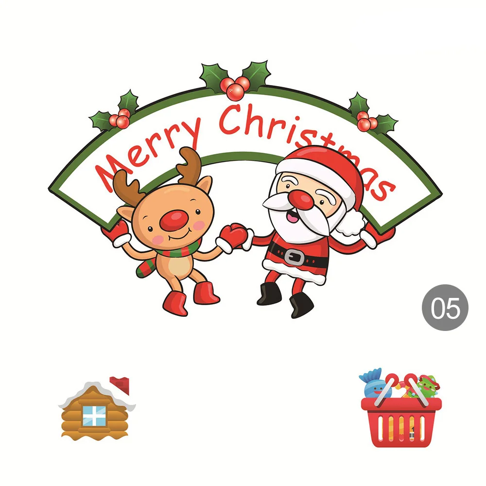 Merry Christmas Санта Клаус DIY стикер s для окон декоративная наклейка на холодильник на стену светится в темноте Рождественская наклейка s - Цвет: 05