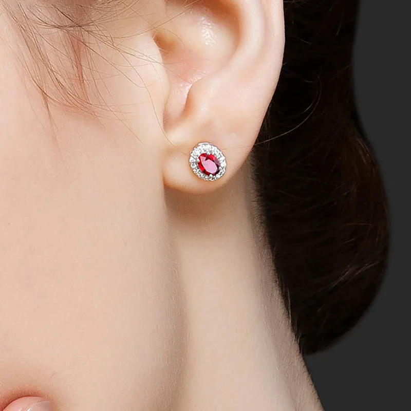Bague Ringen, модные серьги для женщин, классика, темперамент, серебро 925, ювелирное изделие, Овальный рубиновый Подарок на годовщину