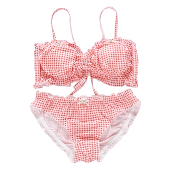 

Lovely Japanese soft underwear retro draw string bow without rims bra and panty set lingerie set biustonosz sujetador lingere