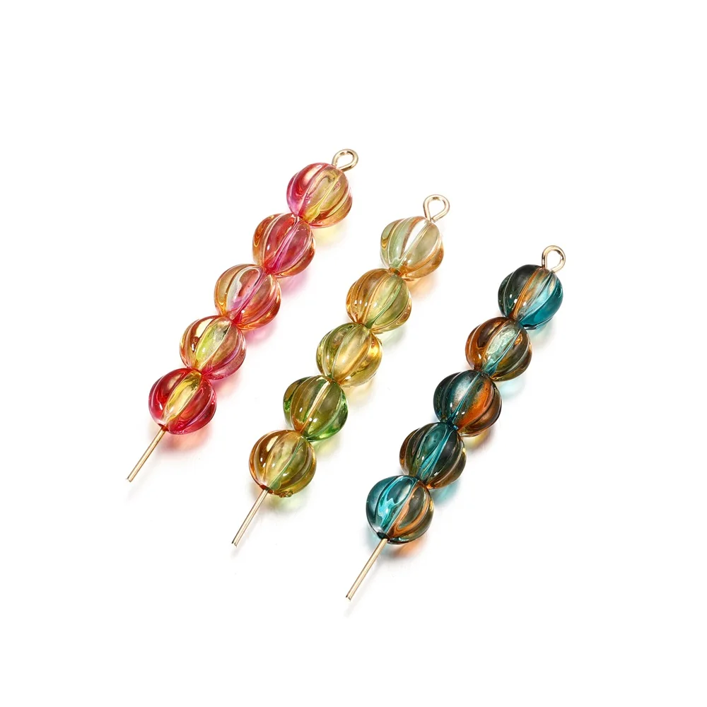 30Pcs Runde Kürbis Form 8mm Lampwork Acryl Lose Spacer Perlen Großhandel Handmade Für DIY Schmuck Machen Handwerk Liefert – Detail 7
