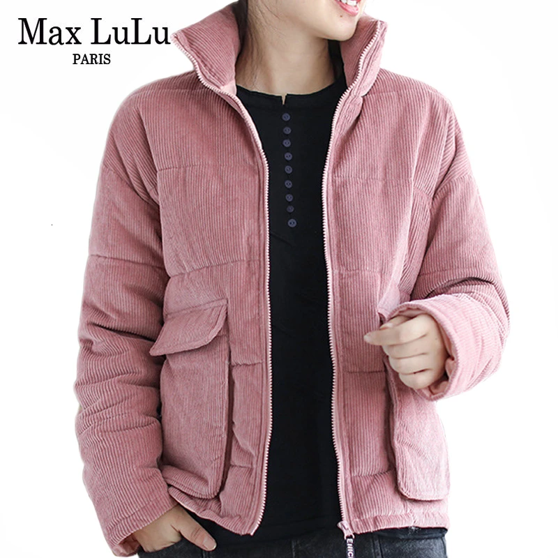 Max LuLu, корейские модные зимние пальто, женская Вельветовая одежда, женские куртки с высоким воротом, большие размеры, стеганые куртки, винтажные теплые парки