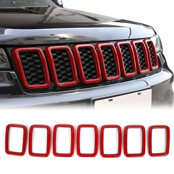 

Grille Inserts ABS Grill Cover Trim Kit for 2017-2019 Jeep Grand Cherokee, Red