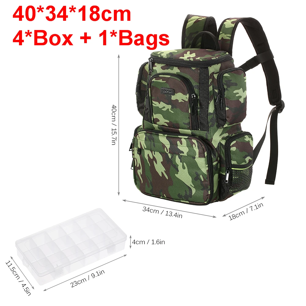 Lixada сумка для рыболовных снастей рюкзак рыболовные приманки коробка для хранения 4 рыболовных снастей большие военные армейские походные сумки - Цвет: 40x34x18cm with tray