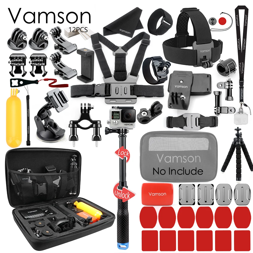 VS62A Vamson для Gopro аксессуары комплект для go pro hero 7 6 5 4 для eken h9 для SJCAM для DJI OSMO Экшн-камера для xiaomi yi 4k VS62 - Цвет: VS62A