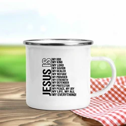 Jesus Is God Enamel Mug - Vintage Christian Coffee Cup Gift (XH1041 - A015WH - 8)
