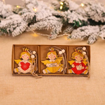 

Christmas tree 6pcs/set Christmas Wood Doll Pendant House Timber Atmosphere Decor Hanging House Timber For your home