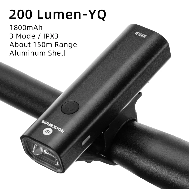 QY-QD-200 ROCKBROS велосипедный светильник, непромокаемый, USB, перезаряжаемый, светодиодный, 2000 мА/ч, MTB, передняя лампа, головной светильник, алюминиевый, ультра-светильник, светильник-вспышка, велосипедный светильник - Цвет: QY-QD-200