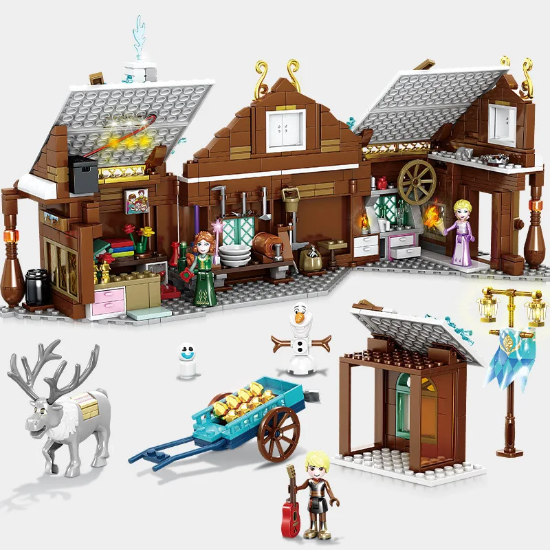 715pcs Building Blocks Toys Compatible Legoinglys Snow World Princess Ice and Snow Grocery Store Cabin Bricks Girls Friends Toys