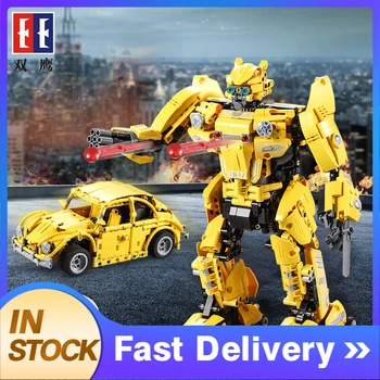 

C51029 1124 pcs DoubleE Modified Royal Bee Deformed Car Remote Control Building Block Bricks Robot Educational Toy