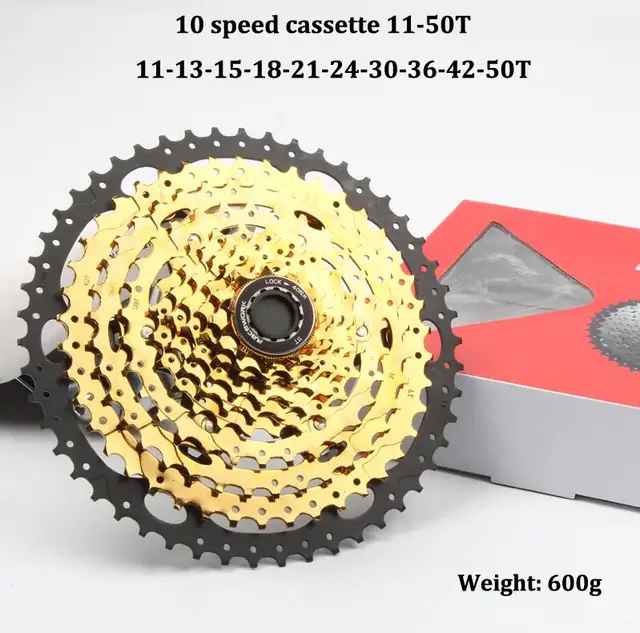 RACEＷORK 10 Speed Cassette 11-42T 11-46T 11-50T gold MTB Mountain Bike Bicycle Flywheel For BMX Shimano m6000 Cassette 10 Speed 11-50T