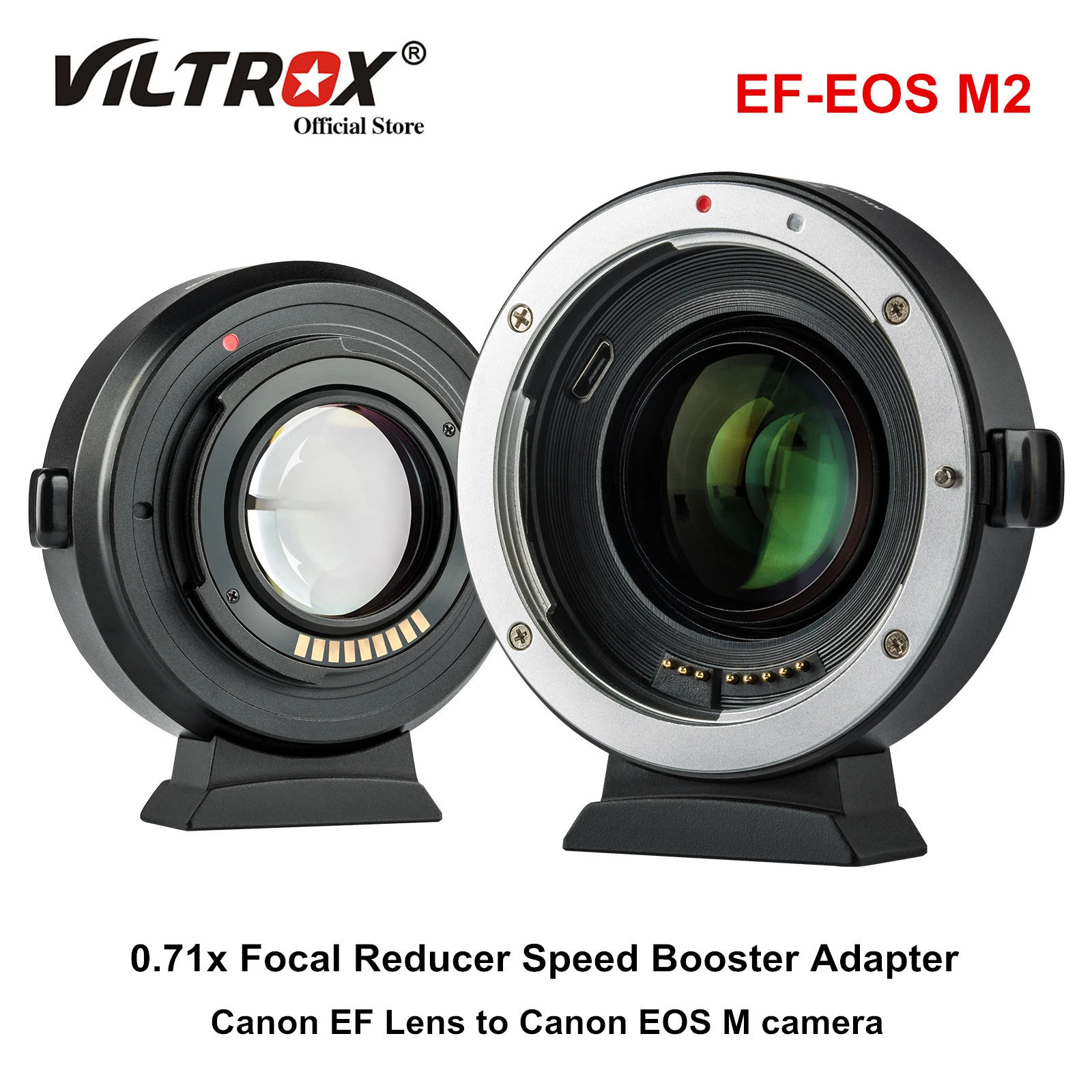 Viltrox EF-EOS M2 EF-M Lens Adapter 0.71x Focal Reducer Speed Booster  Adapter for Canon EF Lens to EOS M Camera M6 M200 M5 M50