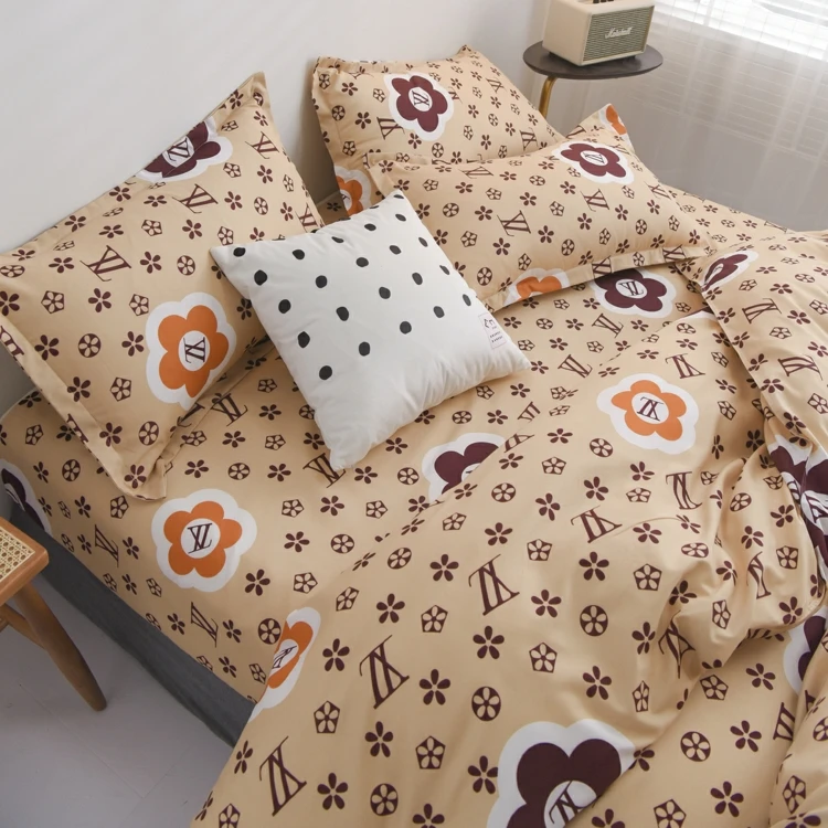 ANNAs набор постельного белья с буквенным принтом, бежевая простыня, новинка, домашний текстиль, супер размер, постельные принадлежности