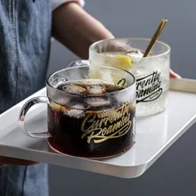 Креативная кофейная стеклянная кружка ручной работы, кружка для молока, чая, кофе, сока, чашка для коктейля, хрустальные прозрачные кружки, ручка для пары, подарки