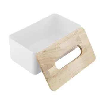 

Rectangle Wooden + Plastic Tissue Box Solid Wood Napkin Case Home Office Car Container Organizer Decoration For Removable