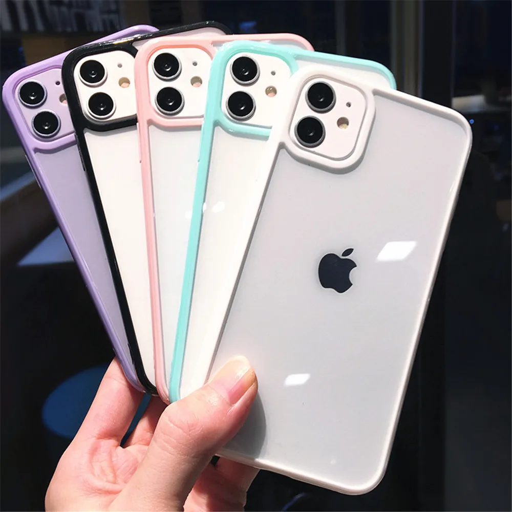 apple mag charger Transparent Shockproof Bumper Phone Case For iPhone 11 12 13 Pro Max Mini X XR XS Max 7 8 Plus SE 2020 Candy Color Hard PC Cover magsafe battery